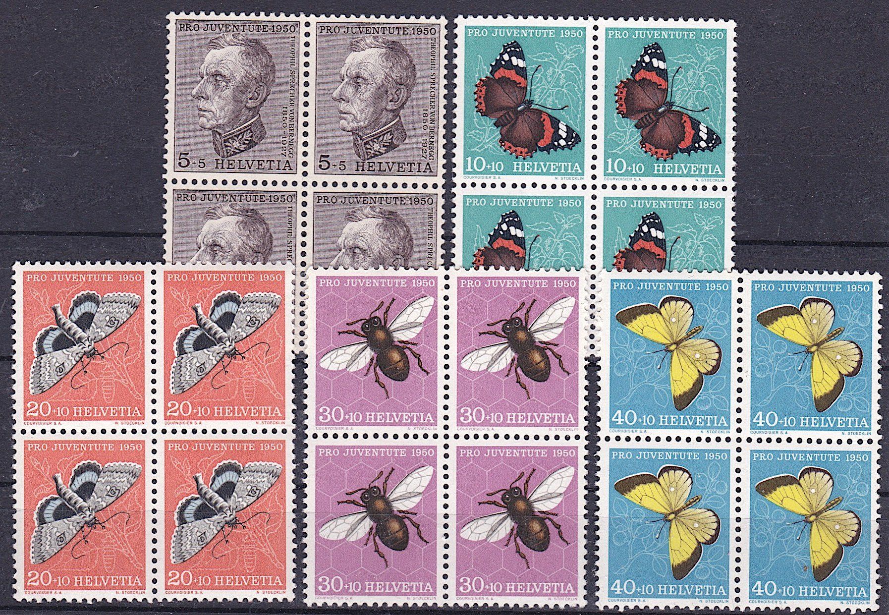 Alle Briefmarken: PJ 1950 im 4er-Block, postfrisch**. Kat. Fr. 60.-. – Neu (gemäss Beschreibung) aus Richterswil von Dyaris2025