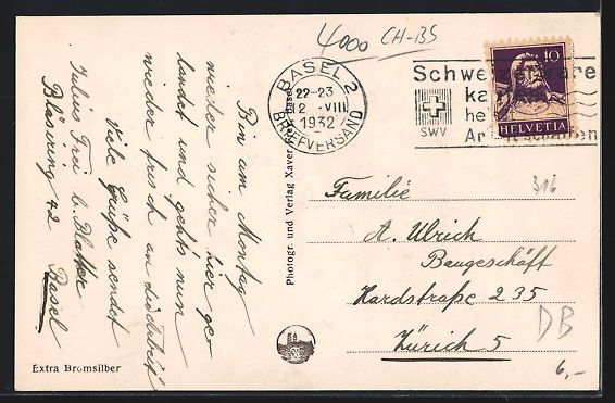 Cartoline postali: AK Basel, Gartenbad Eglisee, 1932 – Usato da Berlin venduto da bartko-reher 1