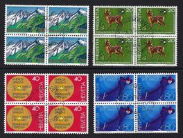 1976 zwei komplette Sätze 4er-Bl.⊞  578-581 ET-gestempelt ʘ