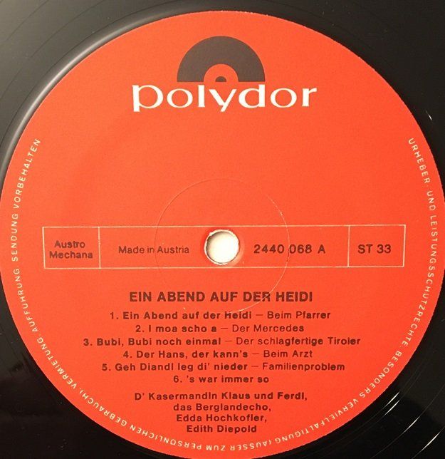 Dischi in vinile: Ein Abend auf der Heidi (LP) – Usato da Grüningen venduto da azulmarron 2