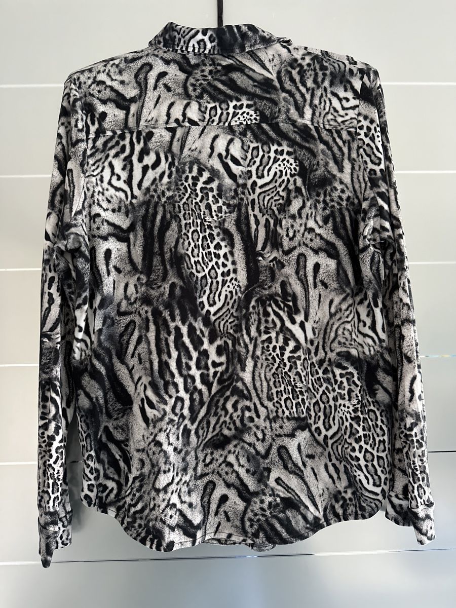 Camicette: efixelle Bluse Gr. 44, Leopardenmuster, Baumwolle, schwarz w – Usato da Wangen SZ venduto da futura14 3