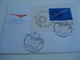 UDSSR FDC mit Block Supersonique Toupolev 144, 1975