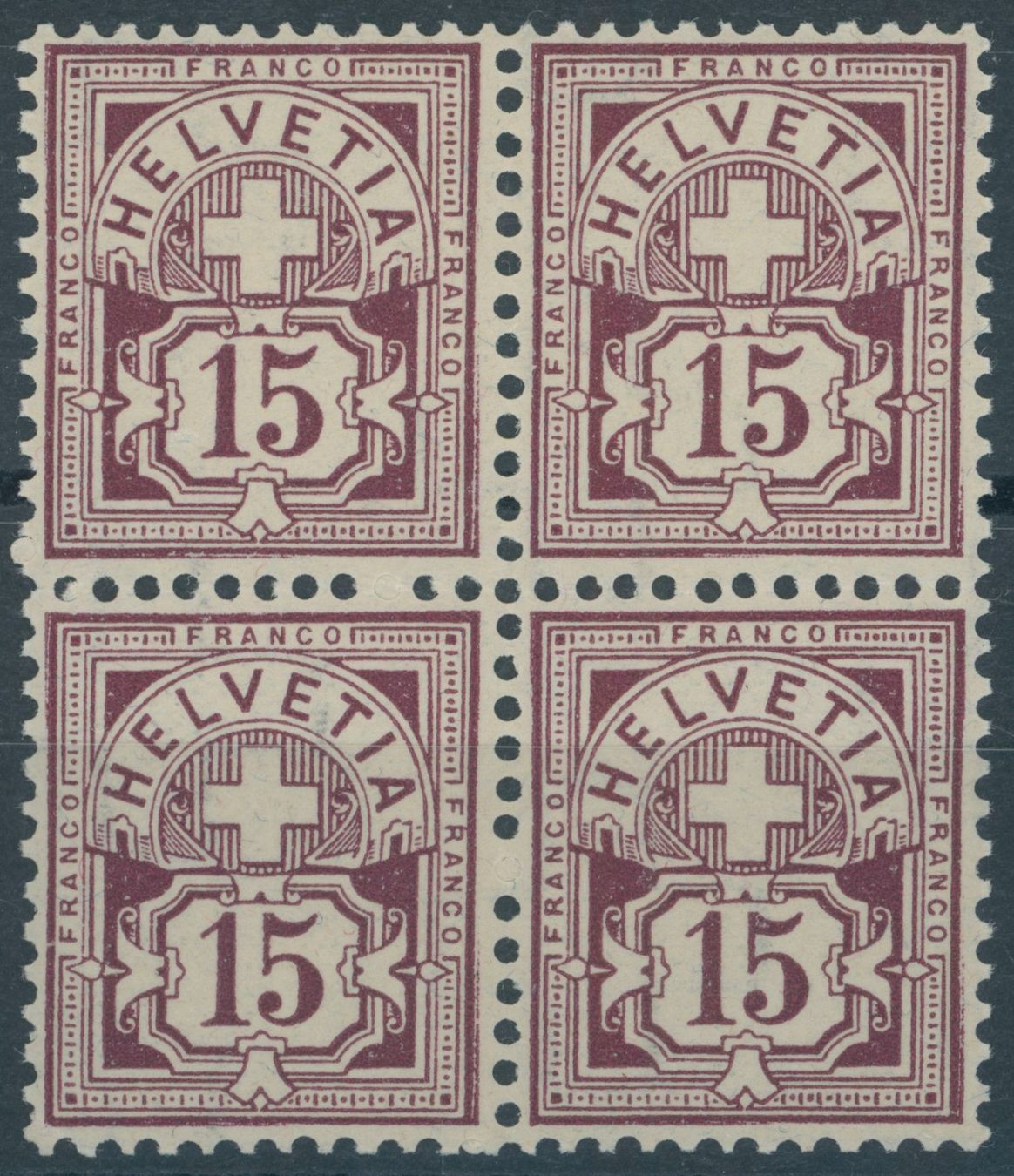 Tous les timbres: 1906 - Wertziffer - Viererblock - postfrisch ** – Neuf (Voir description) à Schindellegi par leecollect