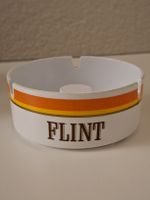 Flint Werbe-Aschenbecher Ornamin Vintage Weiss Orange