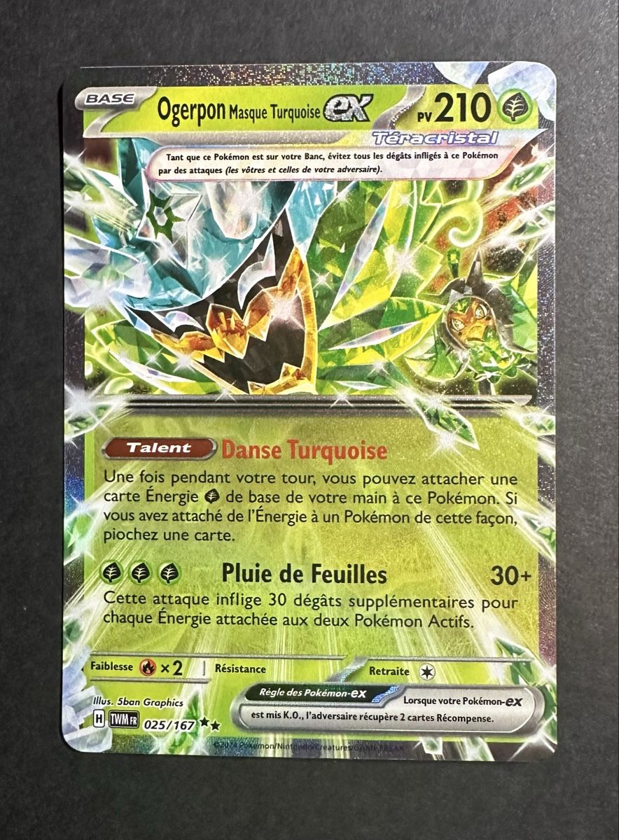 Carte Pokémon Ogerpon Ex Hearthflame Mask – Double Rare – Écarlate Et Violet