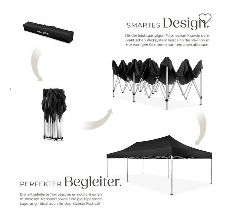 Tende & Padiglioni: Schwarzes Faltpavillon mit 2 Seitenteile 3x6m – Nuovo (secondo la descrizione) da Necker venduto da liq24 2