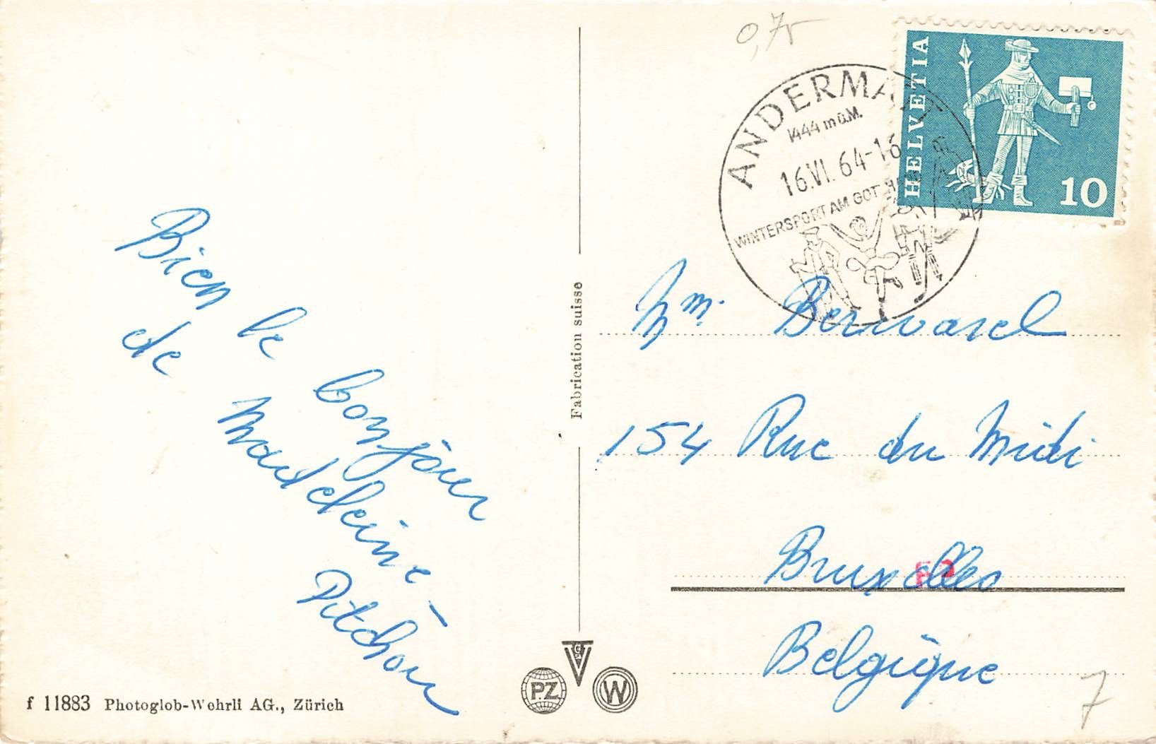 Cartoline postali: Susten strasse blick Steingletscher und Tierberge Postauto – Usato da Biasca venduto da Blenio71 1