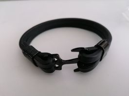 Neues Armband Leder / Edelstahl, Ankerverschluss