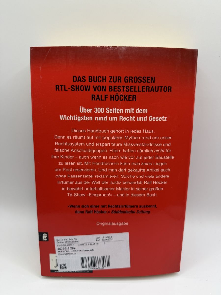 Libri: Ralf Höcker - Einspruch! Das grosse Buch der Rechtsirrtümer – Usato da Beckenried venduto da chef3945 1