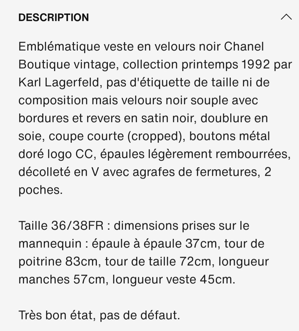 Chanel Jacken: Veste en velours Chanel Boutique – Gebraucht aus Chêne-Bourg von chsandra34 9