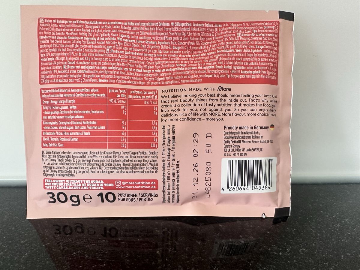 More Nutrition Cibi & Specialità: More Chunky Flavour Strawberry Perfection 30g – Nuovo e nell'imballaggio originale da Wangen SZ venduto da Jaay_Sky 1