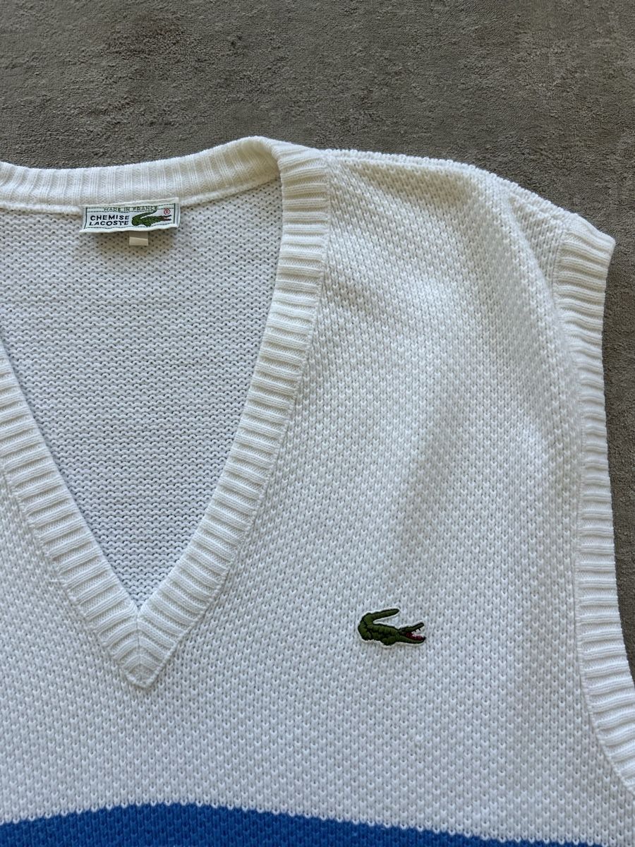 Lacoste Gilet & Giacche: Lacoste Strick Pullunder weiss blau gestreift – Usato da Luzern venduto da ameliemueller 1