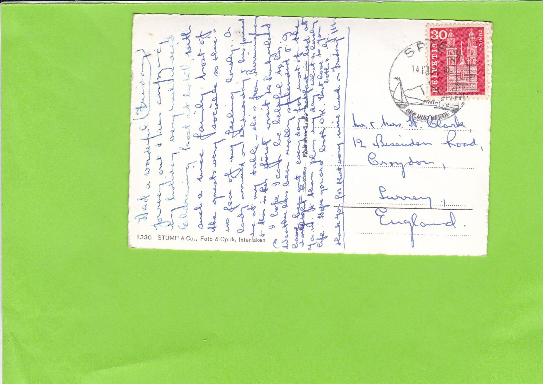 Cartoline postali: Wilderswil – Usato da St. Peterzell venduto da neckertal 1