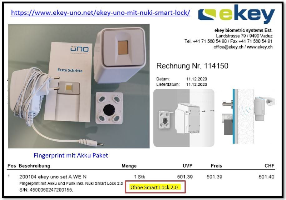 Fingerprint ekey uno inkl. Akku zu Nuki Smart Lock Kaufen auf Ricardo