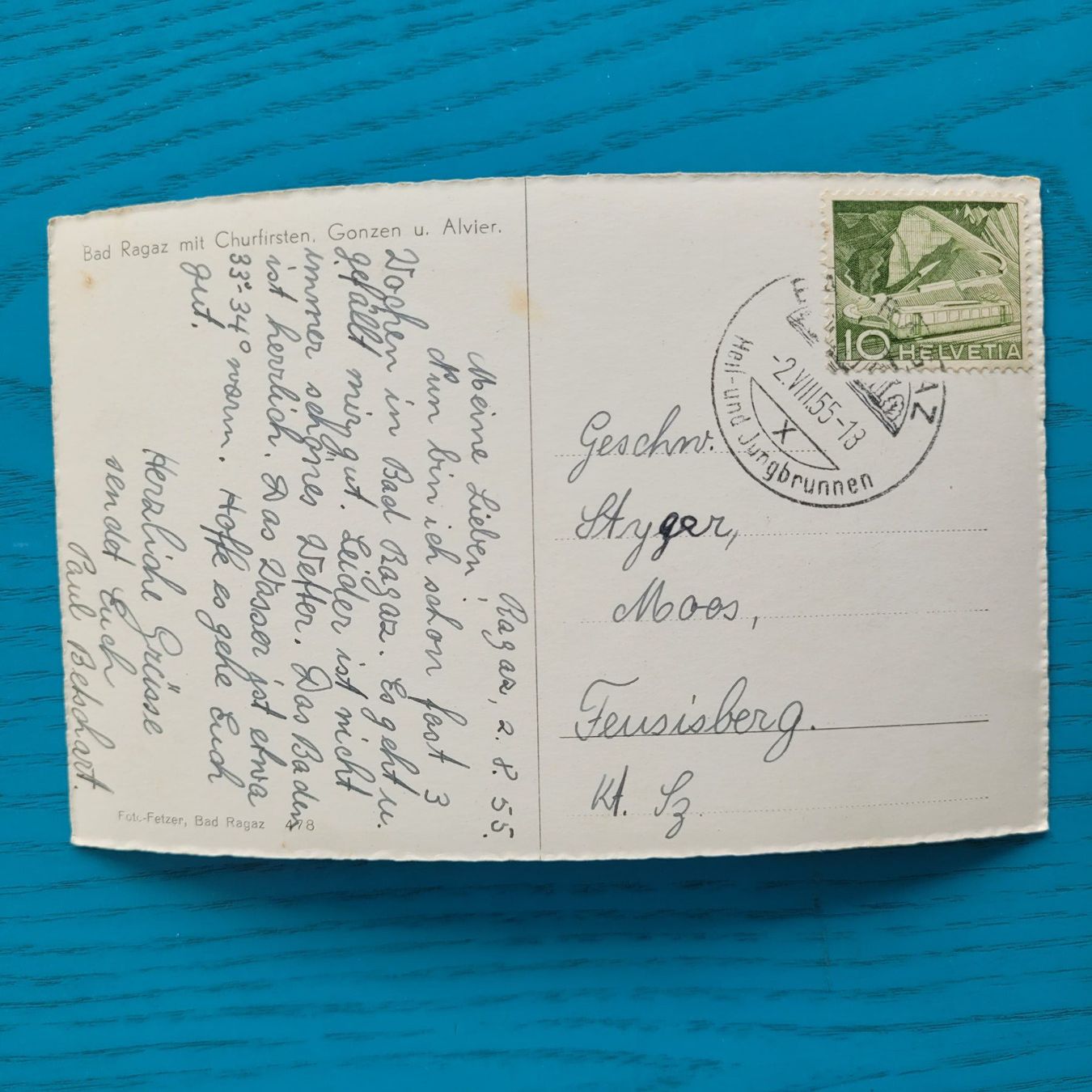 Cartoline postali: Bad Ragaz 1955 – Usato da SCHÜBELBACH venduto da CoKaHa 1