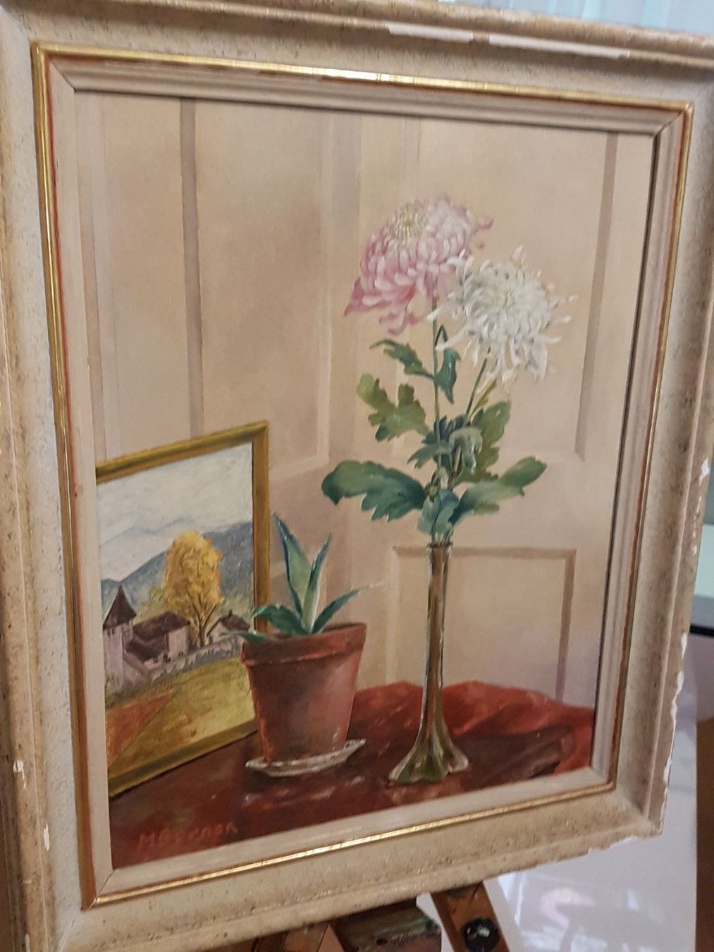 Dipinti: Ölgemälde Stillleben "Chrysanthemen" - signiert M. Berner – Usato da Glattbrugg venduto da casabelavista 1