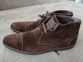 Louis Vuitton Dark Brown Suede Cap-Toe Lace-Up Chukka Boots