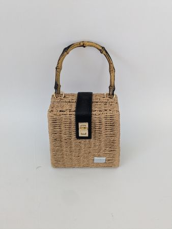 Sommerliche Korbtasche mit Bambushenkel, top Zustand