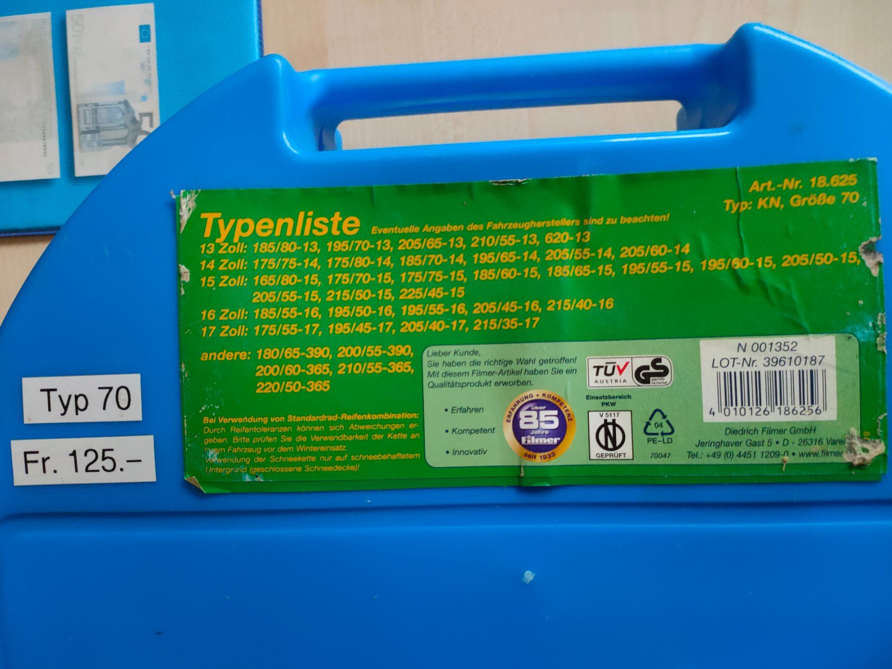 Catene da neve: Originalverpackte Schneeketten, Typ 70 – Usato da Schwarzhäusern venduto da Graswegblume 1