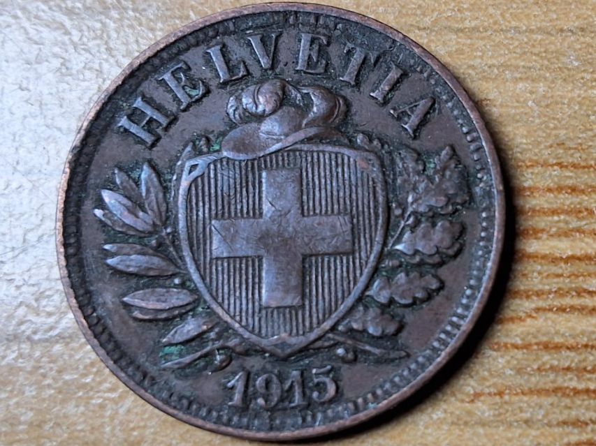 Alle Münzen: 2 Rappen 1915 – Gebraucht aus Münchenstein von purbach1