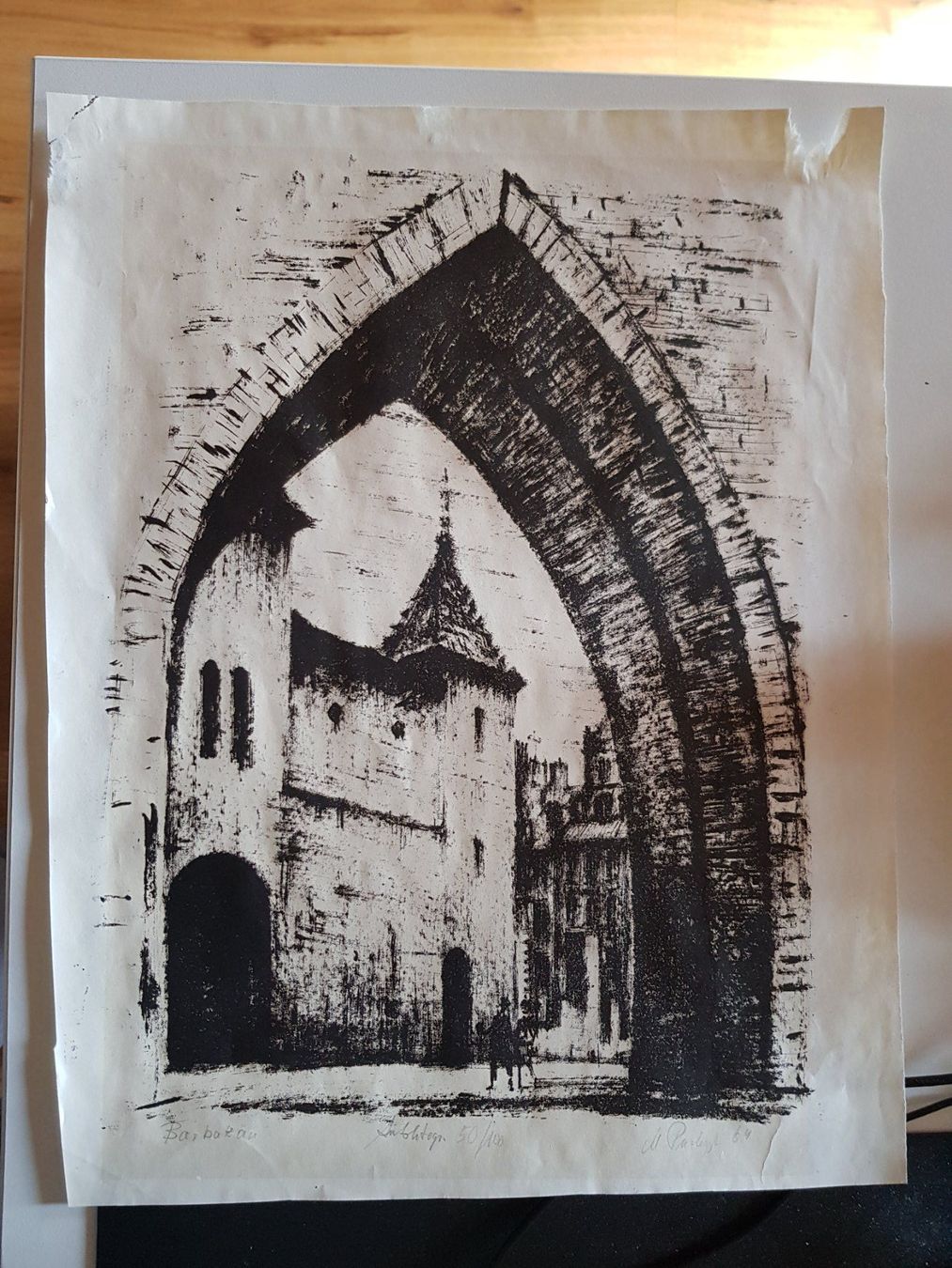 Grafica & Litografie: Autolithografie Zeichnung Bild Barbakan – Usato da Walterswil BE venduto da Lonitti