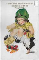 Joyeuses Paques - Fröhliche Ostern - Kind mit Huhn
