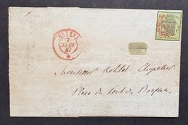 FALTBRIEF KANTONSMARKE VON GENF 1847 MIT ATTEST
