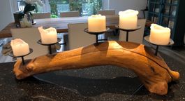 Einzigartiger Kerzenleuchter aus Arven Holz - für 5 Kerzen!