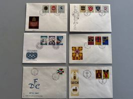 6 Briefmarken Ersttagsbriefe Liechtenstein