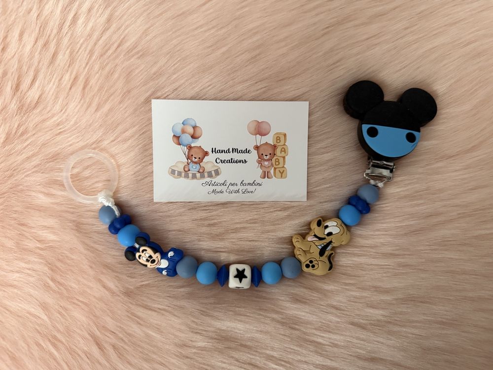 Ciuccio Personalizzato Per Bebè Con Nome - Topolino Blu - CDM0189 - Scegli La Tettarella (fisiologica O Simmetrica)