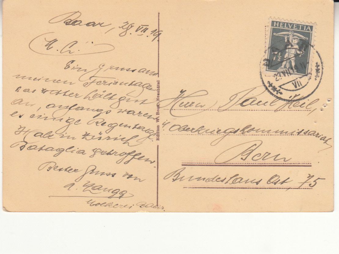 Ansichtskarten: Zug 1919 – Gebraucht aus Bürglen TG von StampGraf 1