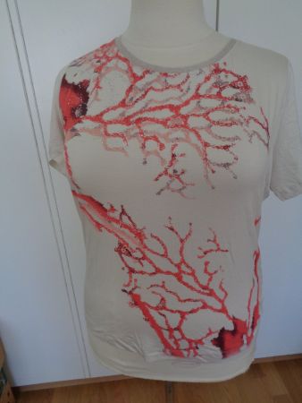 T-shirt crème/rouge T. 46, 48