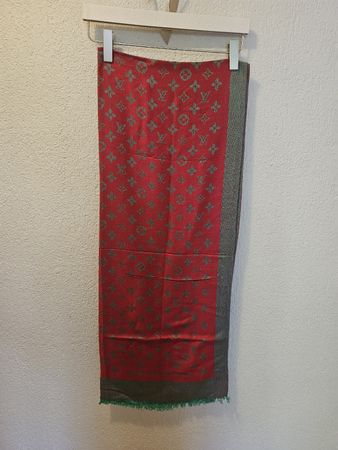 Schöner LV Schal in rot/grün 