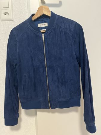 Wildlederjacke im College-Stil blau M