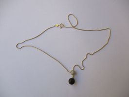 Collier avec pendentif boules noir et blanc argent 925