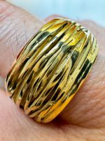Handgearbeiteter Silberring 925 vergoldet mit 18 Karat Gold