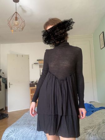 Black Turtleneck Dress Layered Skirt Size XS/S