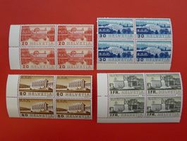1938, Völkerbund, Nr.211-214 ** postfr. Viererblöcke, 260.-+