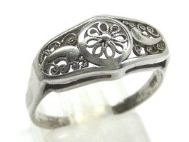 Antik Silber Ring 835  filigran Blume Gr. 59 / 2.4 g
