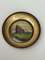 Antico piatto a decoro smaltato ottone, "Campagna Romana"