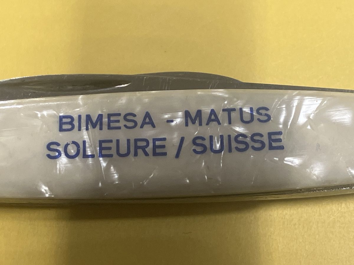 Coltelli tascabile: Sackmesser perlmut mit Bimesa Werbung – Usato da Erlenbach im Simmental! venduto da Simmentaler-Perlen 4