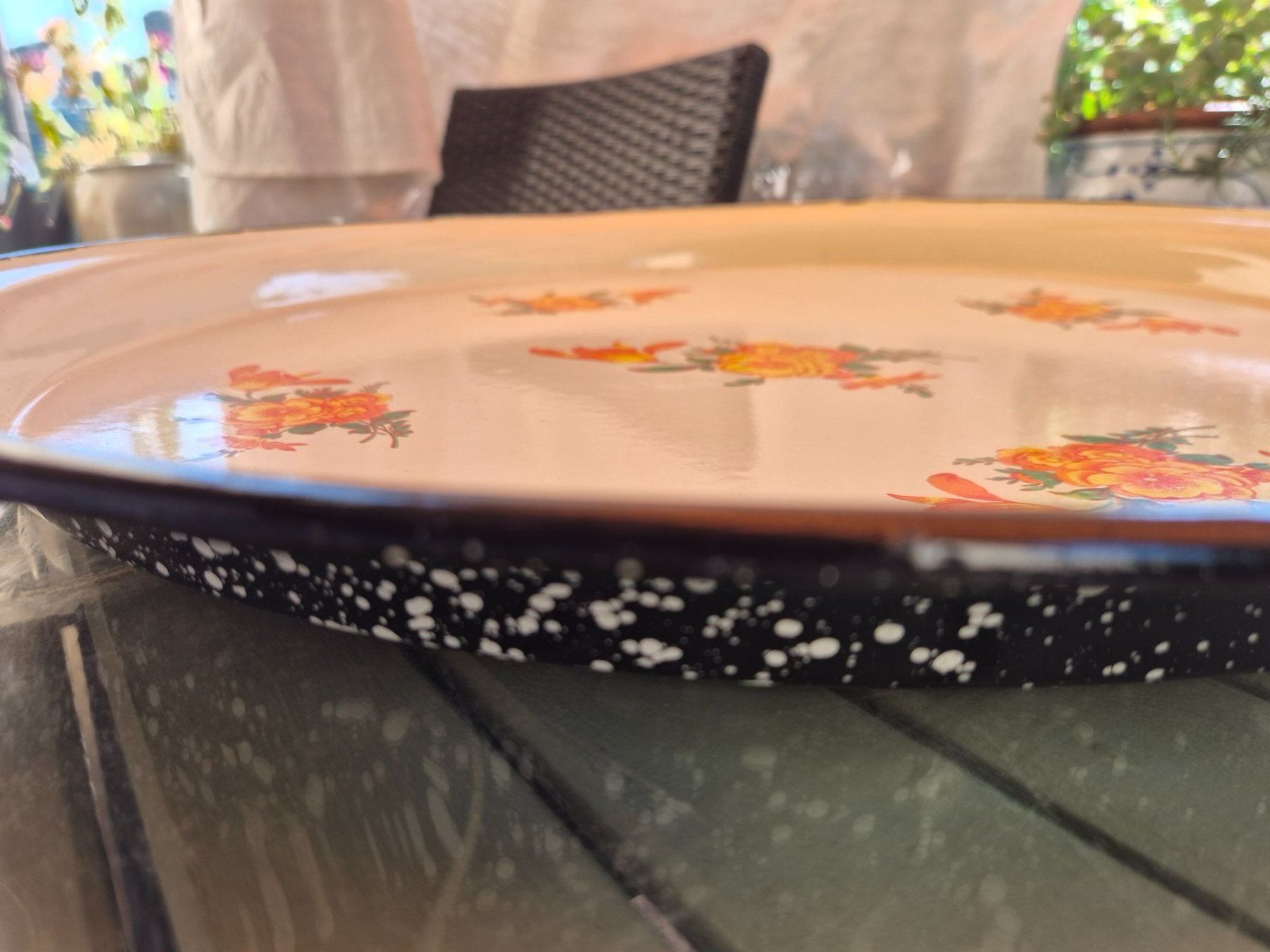 Piatti di portata: Tablett rund mit Blumenmuster, vintage, 55 cm – Usato da Bern venduto da aronari 3