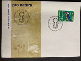 Schweiz 1966 Sonderstempel Cachet Marke Pro Natura 2.St oben