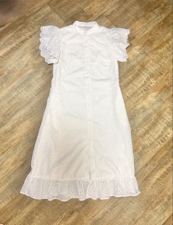 Kleid weiss mit Lochmuster bestickt Gr. S / 36