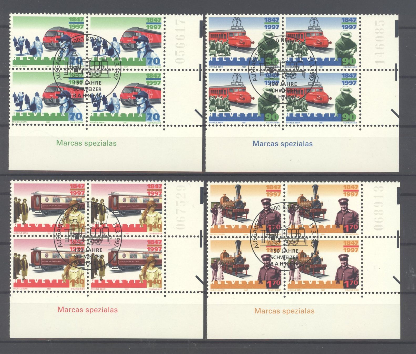 Alle Briefmarken: 1997, Sonderpostmarken, Viererblöcke, ET – Gebraucht aus Willisau von Vollstempel