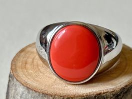 Ring mit Schmuckstein, orange, Gr. 57, S925