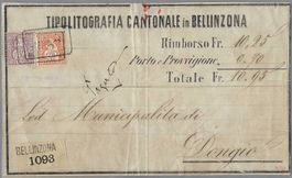 1882, 50+20 Rp. (Z/48+51 FASER) BELLINZONA-DONGIO, SBK 1820
