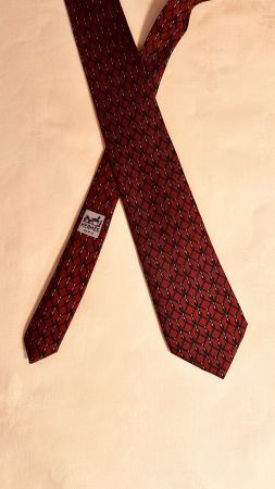Top Hermes Herren Krawatte, Rot-Schwarz Muster