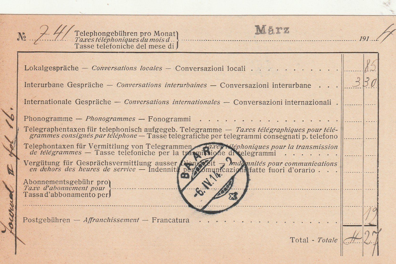 Tutti i francobolli: NN-Karte mit Stempel Telephon Zug – Usato da Rorschacherberg venduto da fratovi2 1