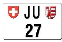 Schilder: Plaque moto JU 27 – Neu und originalverpackt aus Delémont von OVJ